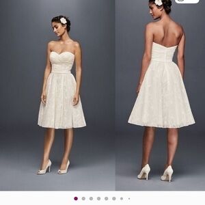 GALINA BHLDN Strapless Lace Plus Size Short Wedding Dress